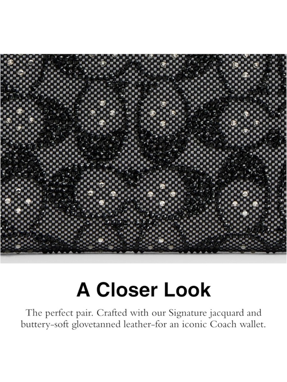 COACH Black Crystal Signature Jacquard Essential Slim Wallet NWT - Picture 4 of 6